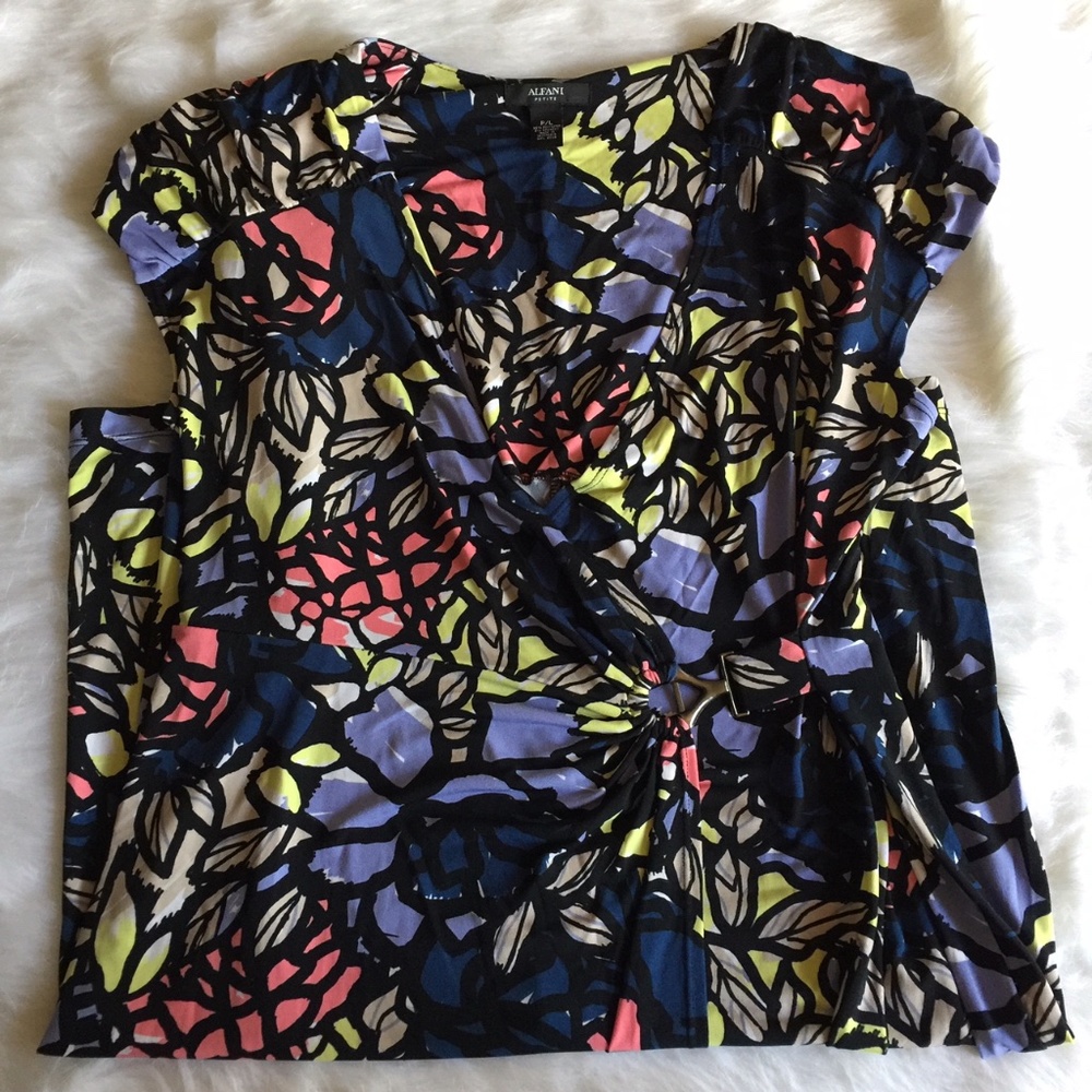 🌺 Alfani Floral Print Midi V-neck Dress P/L